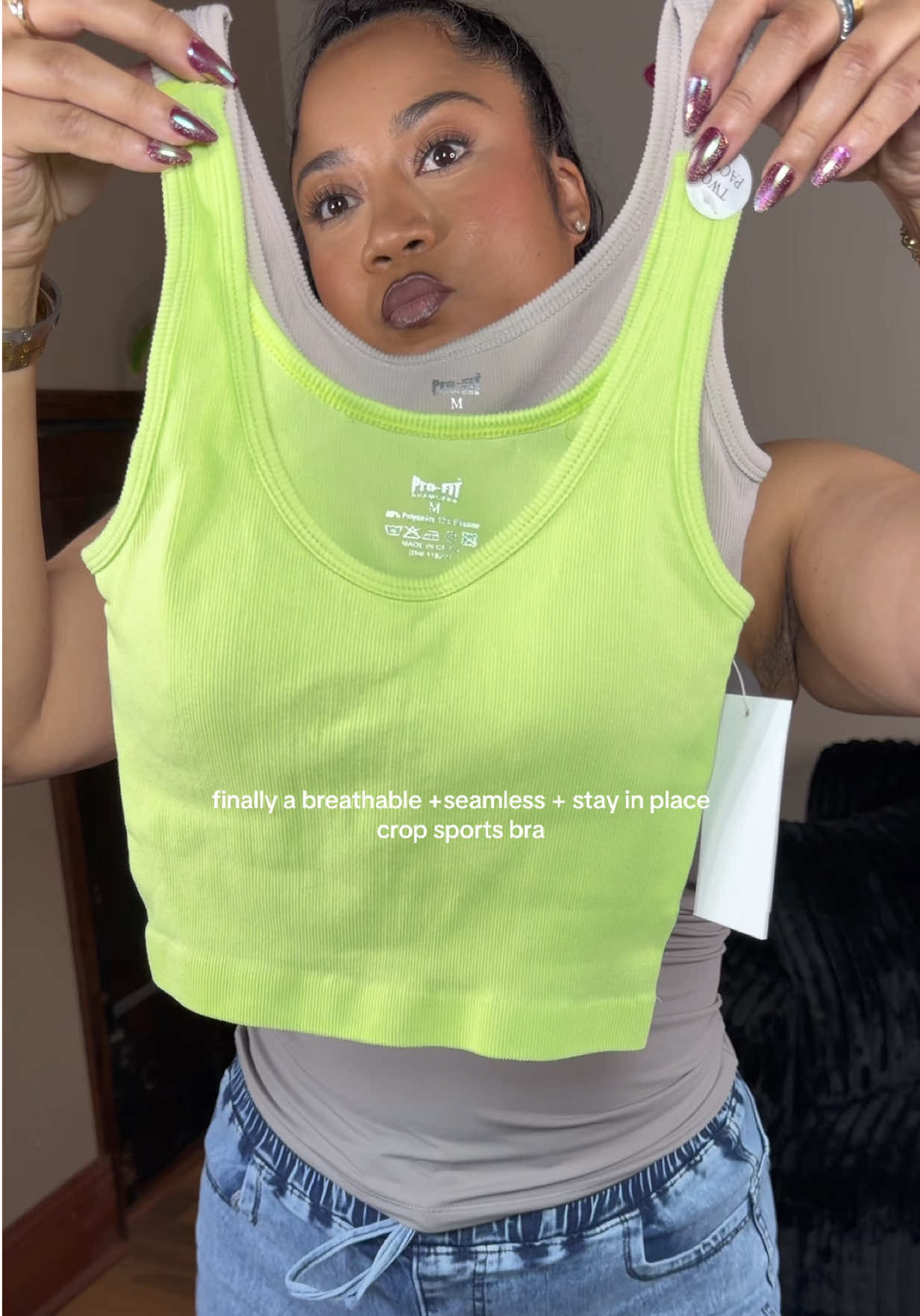 TikTok post by @shantemercedes for Profit Outfits. Caption reads: super supportive for the girls & the padding is....