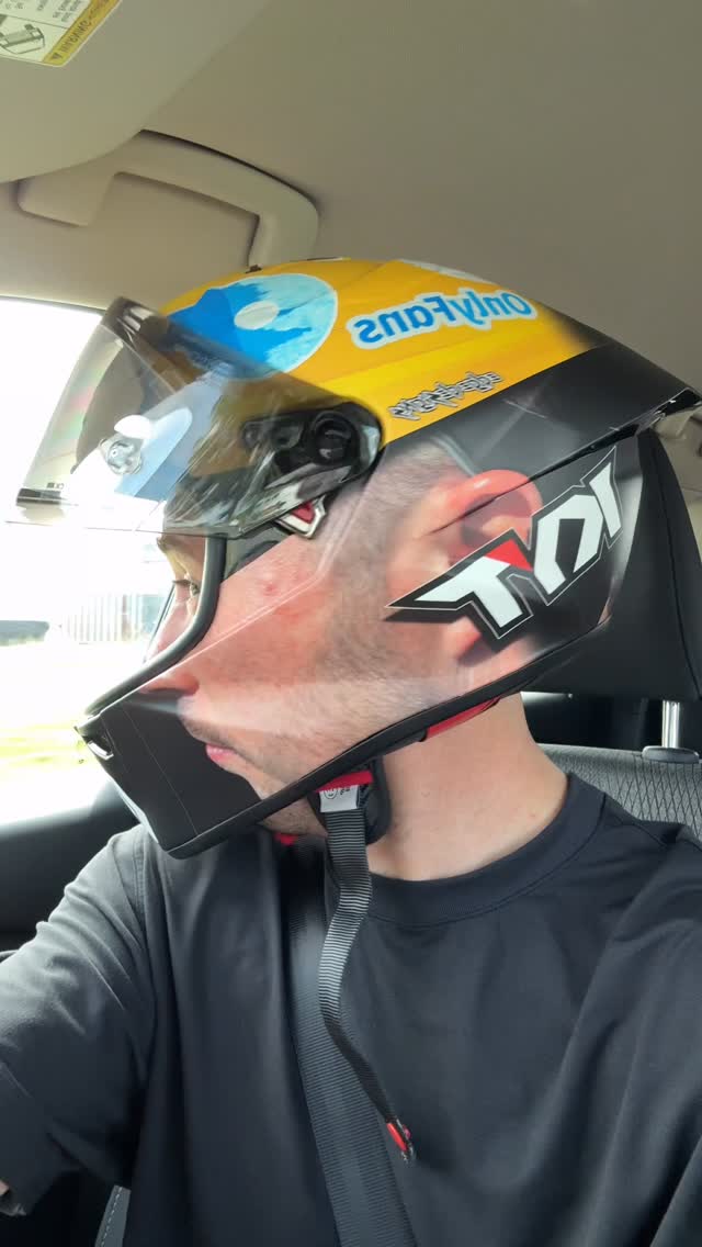 Instagram post by @josh_herrin for KYT Americas. Caption reads: New Nicky Hayden inspired hard hat helmet to....