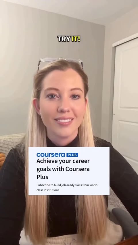 Instagram post by @marytheanalyst for Coursera. Caption reads: Your ‘3 years from now’ starts today. ⏳✨ Coursera....