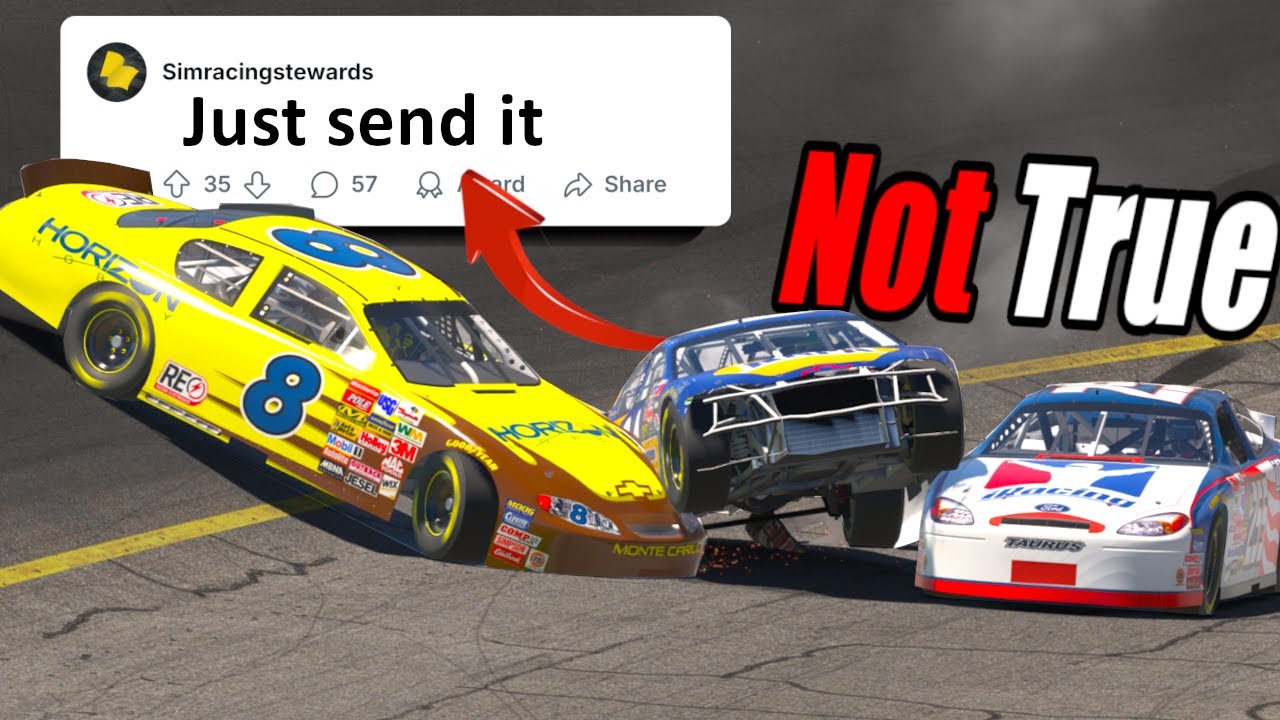 YouTube post by @DJYeeJay for MOZA Racing. Caption reads: Reddit Was WRONG For This  -  NASCAR Sim Racing....