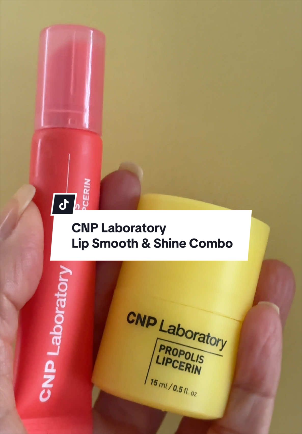TikTok post by @mariab1006 for CNP Laboratory VN. Caption reads: [...] #hydratedlips #glossylips #lipcare @CNP....