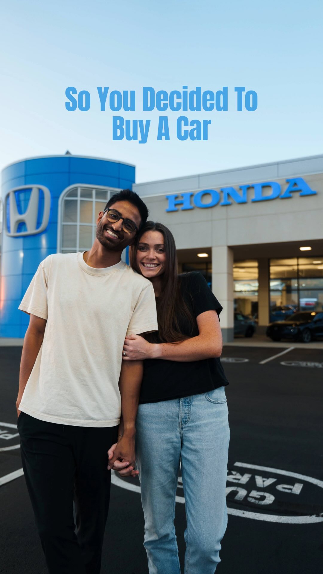 Instagram post by @halfpastchai for Honda. Caption reads: POV: You’re buying your first car 🏎️ #AD @honda....