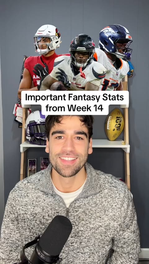 Instagram post by @joelsmythfantasy for Yahoo. Caption reads: The important fantasy stats to know from Week 14....