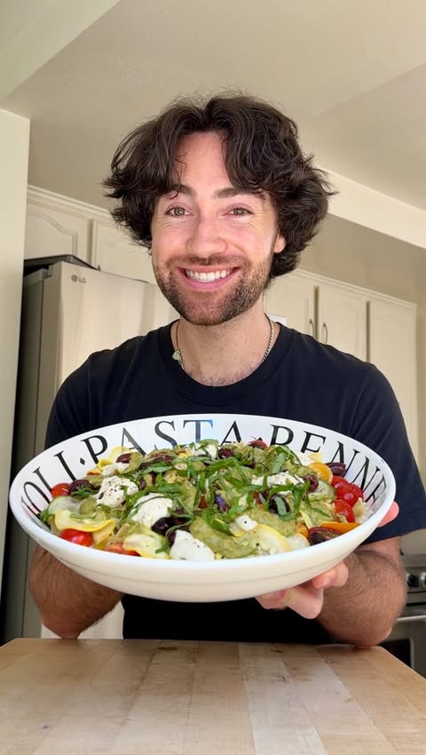 Instagram post by @justincooksgood for Barilla. Caption reads: [...] on repeat all summer long, featuring....