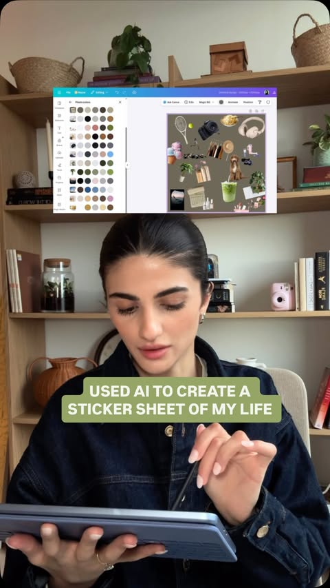 Instagram post by @techgirldiary for Canva. Caption reads: I asked Canva AI to turn my life into a sticker....