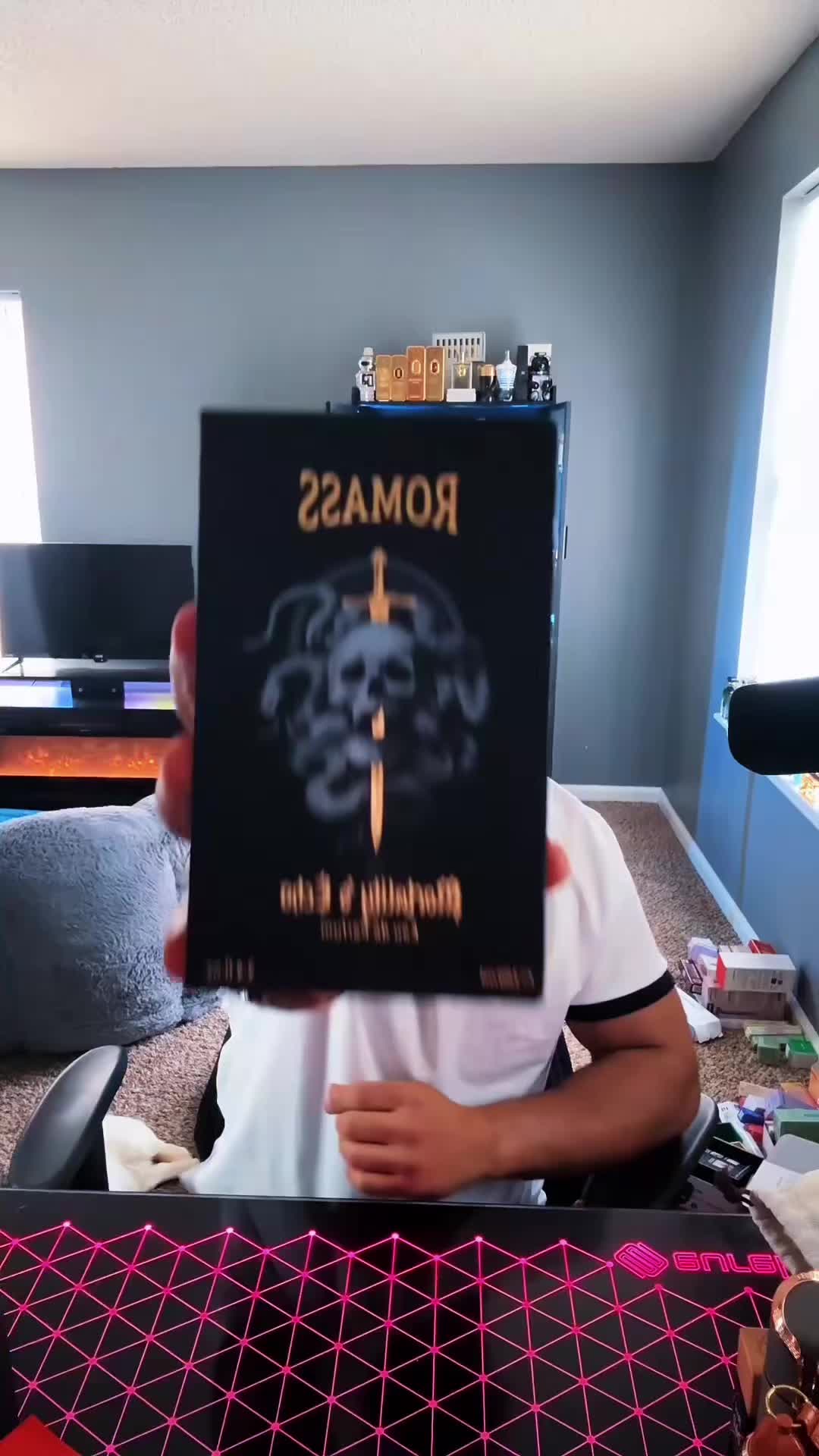 TikTok post by @fragranceswan for Romass. Caption reads: Romass Mortality's Echo - Dark Fragrance Review.....