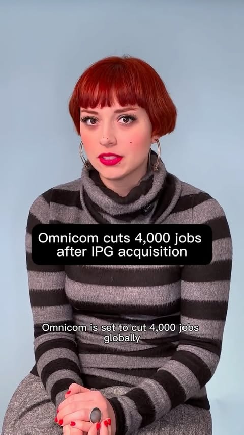 Instagram post by @audreygkemp for Adweek. Caption reads: Following Omnicom's @interpublicipg acquisition,....