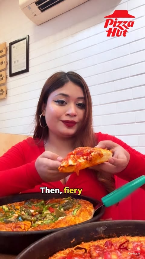 Instagram post by @shagufikhan._ for Pizza Hut. Caption reads: [...] flavours. 1 epic spicy crust.🔥🍕 Pizza....