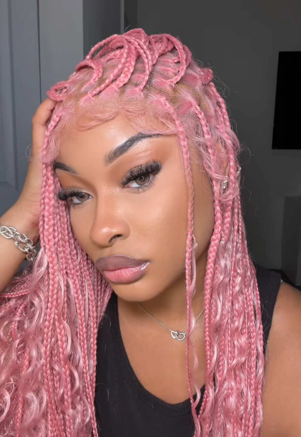 TikTok post by @misskvycee for Supernova Hair. Caption reads: @Supernovahair don’t walk run to get this pink....