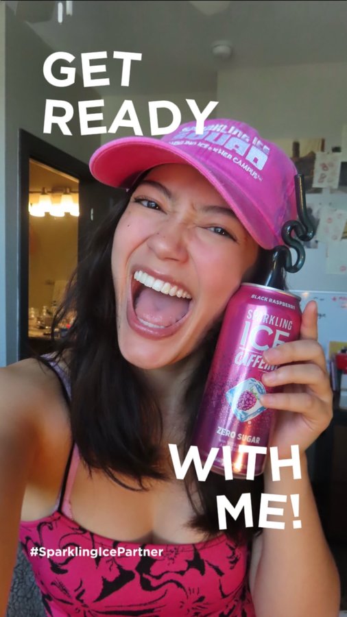 Instagram post by @cordially.kylie for Her Campus. Caption reads: #SparklingIcePartner BACK AT IT AGAIN AND BETTER....