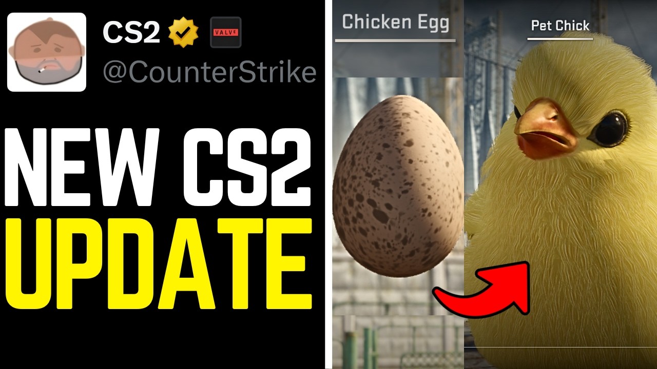 YouTube post by @Ozzny for SkinsMonkey. Caption reads: [...] CS2 update in 3 minutes ⭐ Check out....