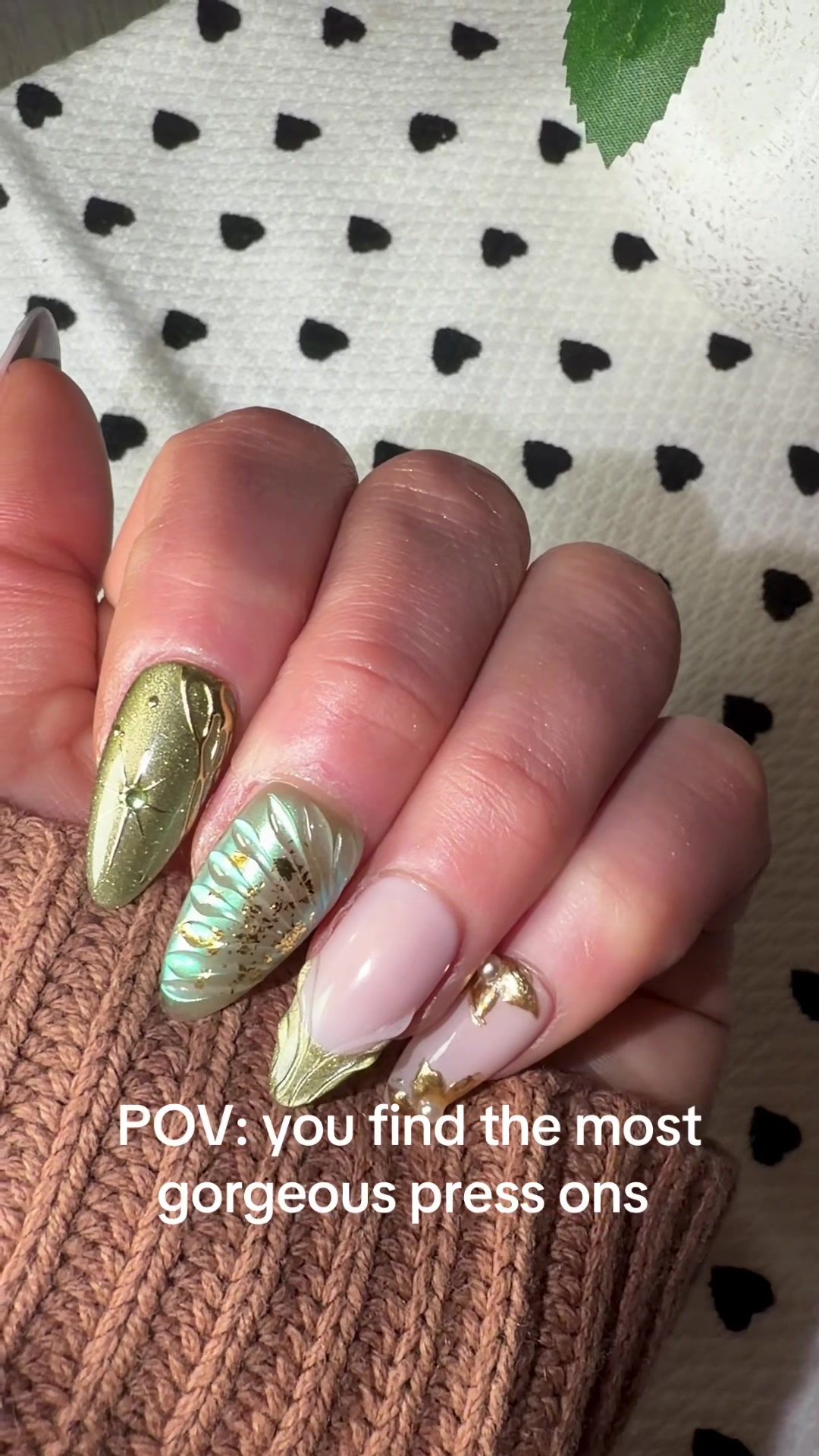 TikTok post by @k_ketchup__ for Ersa Nails. Caption reads: [...] but I’m never taking these off 🥺 @Ersa....