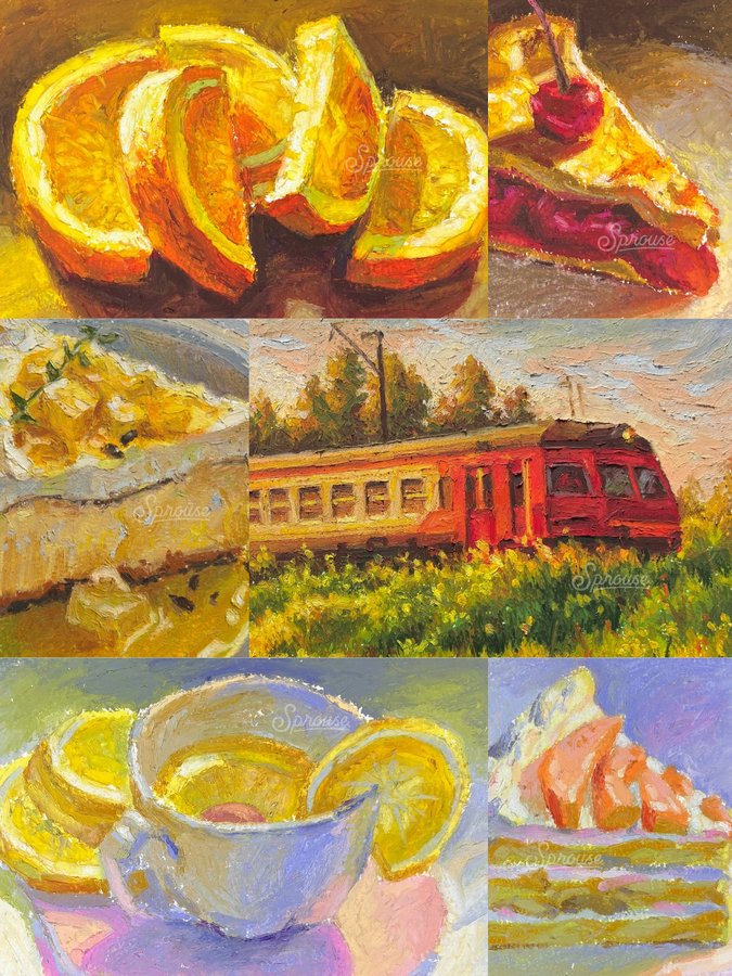 Instagram post by @alexsprouse_art for MEEDEN ART. Caption reads: Falling in love with the texture of oil pastels....