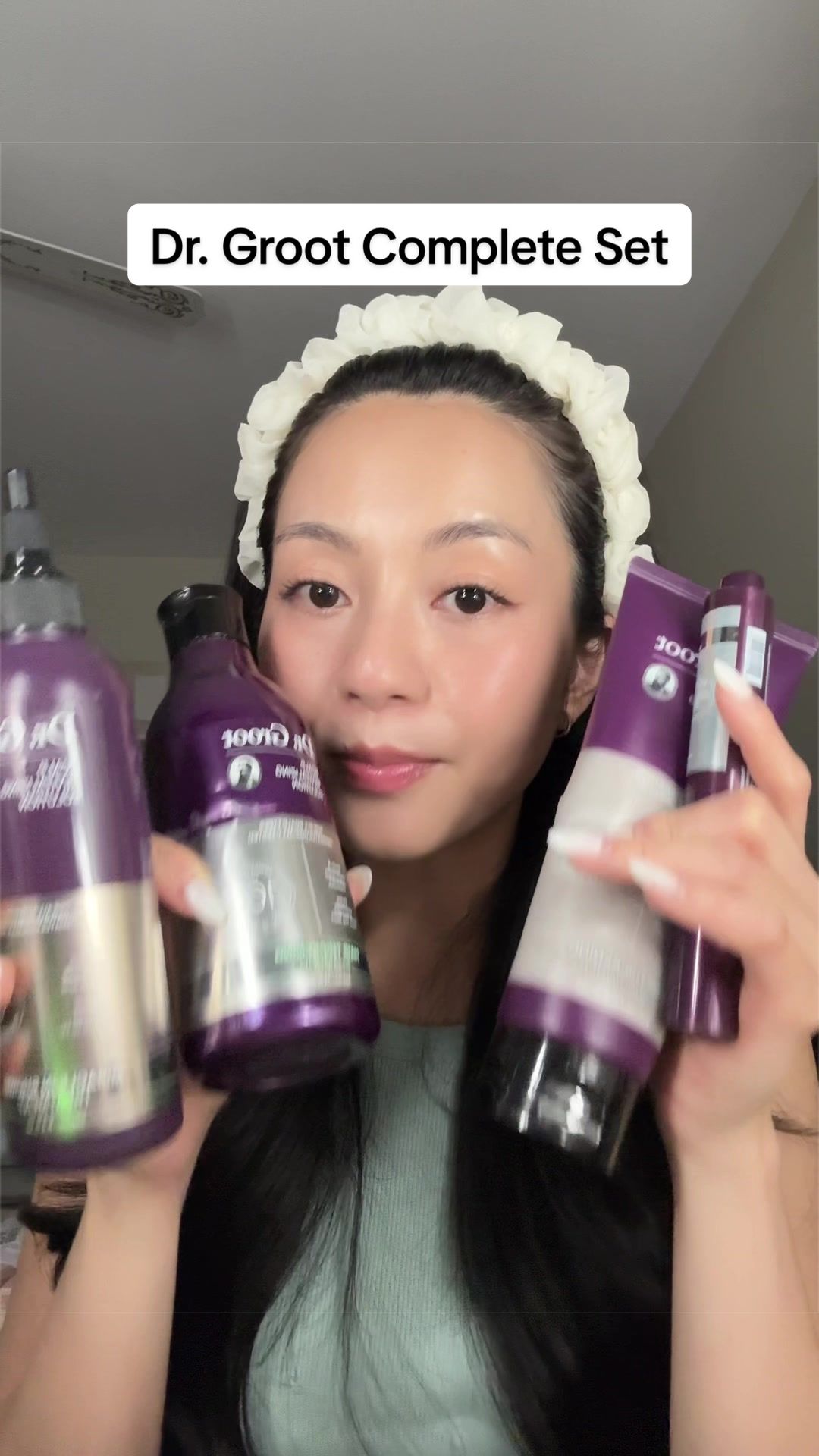 TikTok post by @nphiynhi for LG BEAUTY. Caption reads: [...] #koreanhaircare @Dr. Groot Hair @LGbeauty US.