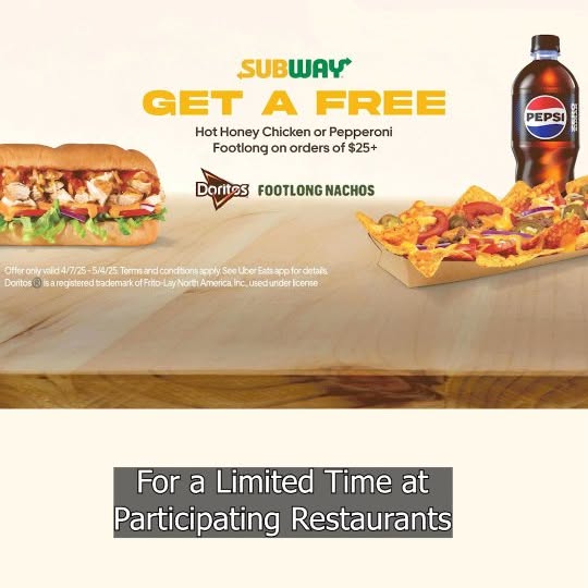 Instagram post by @snackolator for Subway. Caption reads: #UberEatsPartner Subway just dropped new Hot Honey....