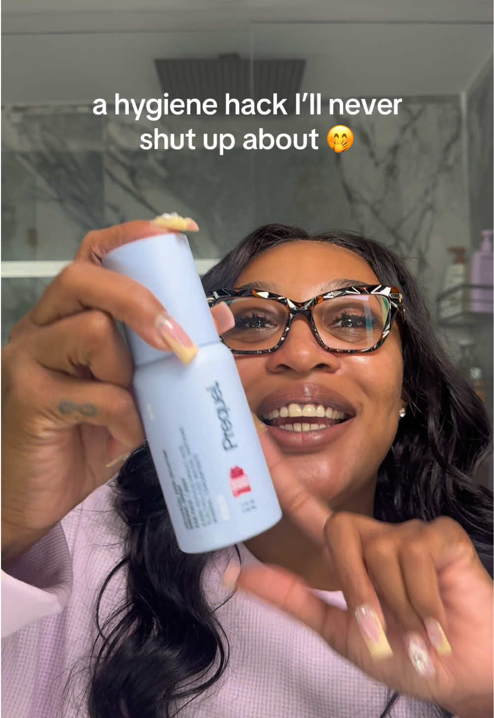 TikTok post by @terreetaughtme for Prequel Skin. Caption reads: [...] on the go hygiene bag ✨ @Prequelskin.