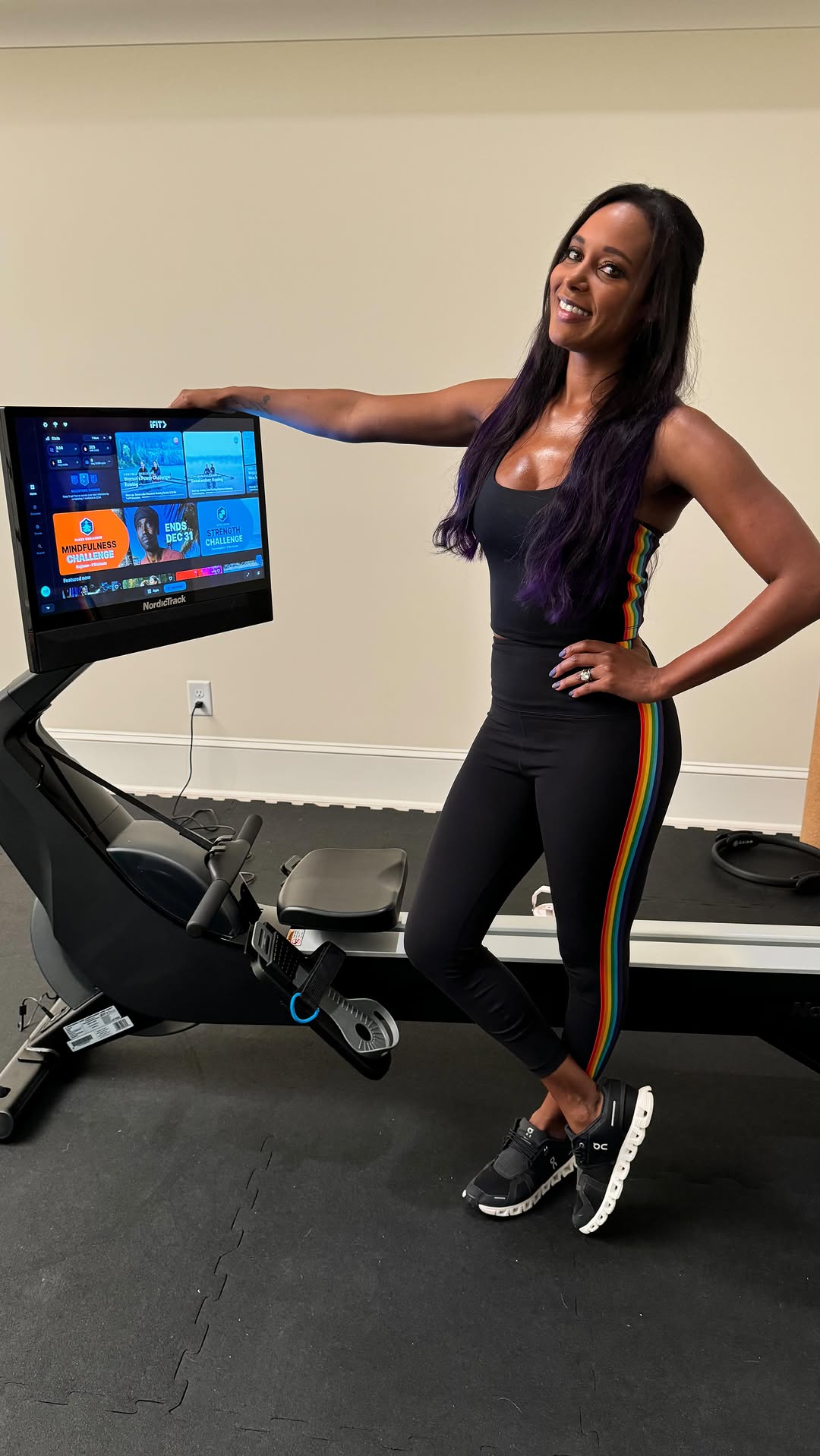 Instagram post by @thebrandirhodes for NordicTrack. Caption reads: The @nordictrack RW900 Rower powered by @ifit is....