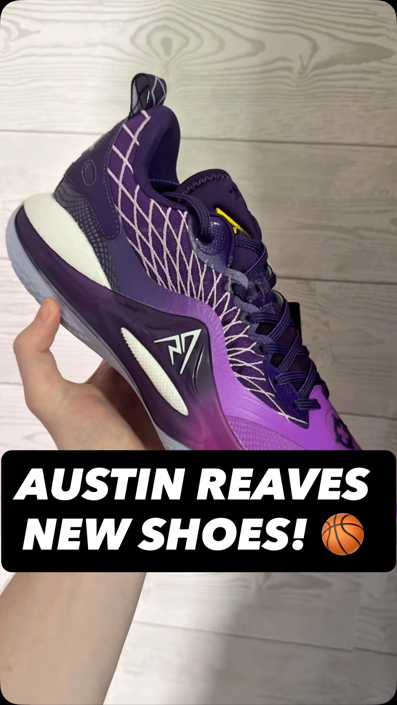 Instagram post by @markylapointe for Rigorer. Caption reads: [...] Austin Reaves NEW Shoes! 🏀👀 #AR2....