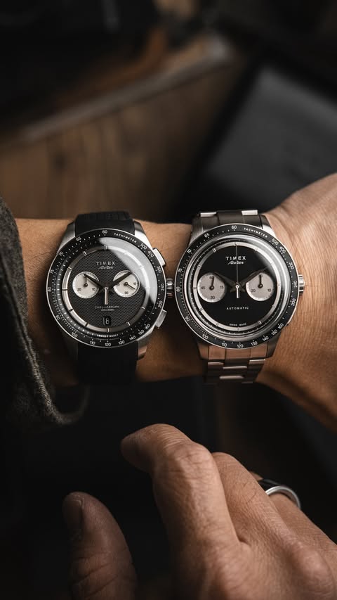 Instagram post by @watchstudies for Timex. Caption reads: Which Timex Atelier Chrono are you going for? ⏱️....