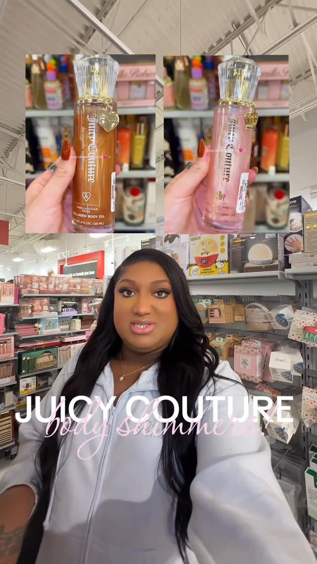 Instagram post by @doseofkasandra for Juicy Couture. Caption reads: @juicycouture body shimmers! 🥰✨💓.