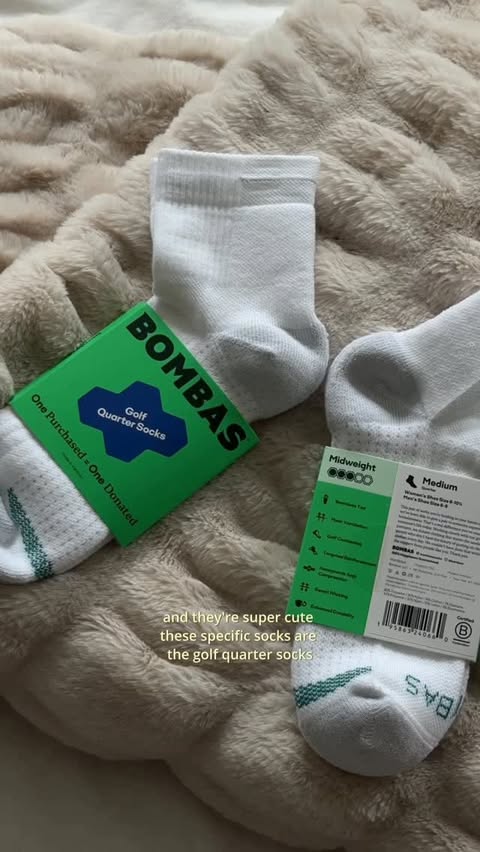 Instagram post by @carleeshoe for Bombas. Caption reads: [...] to buy new things??🥲 but to be fair,....