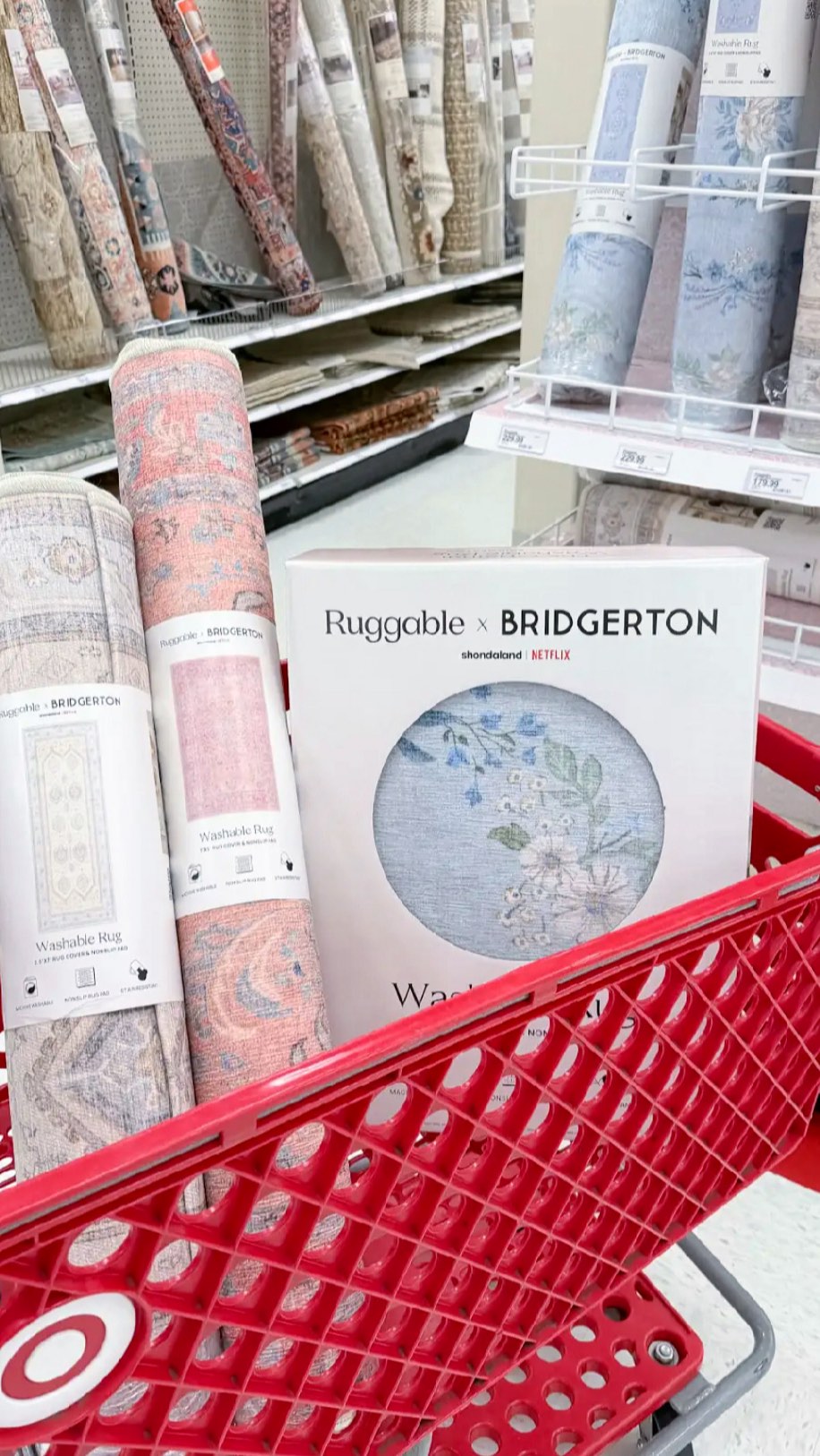 Instagram post by @targettherapy for Target. Caption reads: Just spotted the new Ruggable x @bridgertonnetflix....