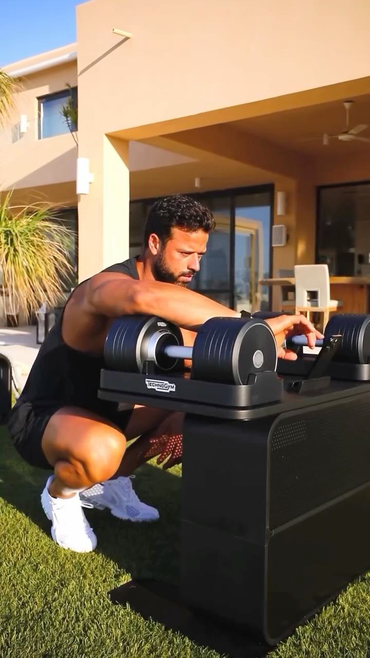 Instagram post by @omarattiyah for Technogym. Caption reads: Strength + AI = Smarter Training ⚡️ 

The all new....