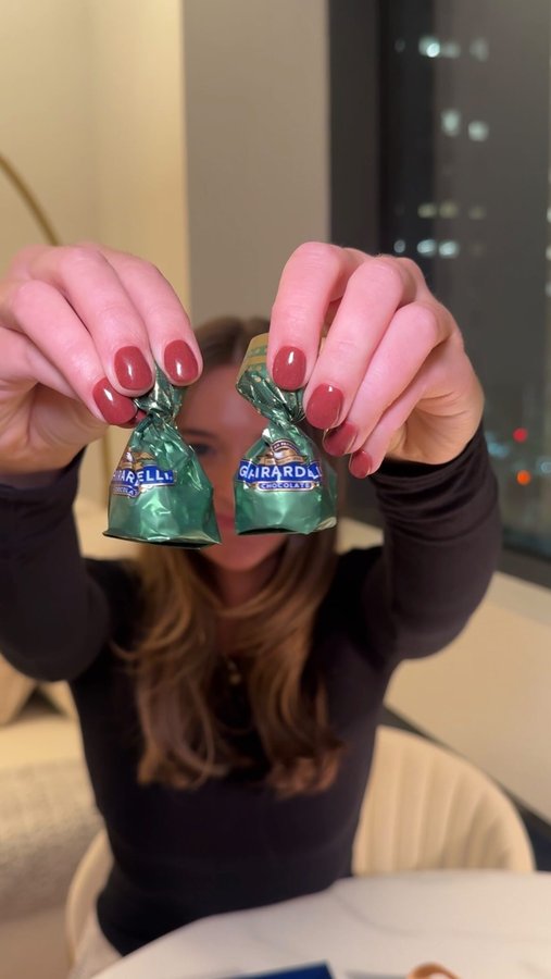 Instagram post by @new_york_nibbles for Ghirardelli. Caption reads: @ghirardelli is introducing their very own Dubai....