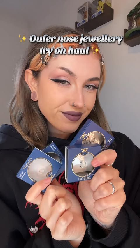 Instagram post by @altelliegrace for Oufer Body Jewelry. Caption reads: Prettiest nose jewellery from @ouferbodyjewelry....