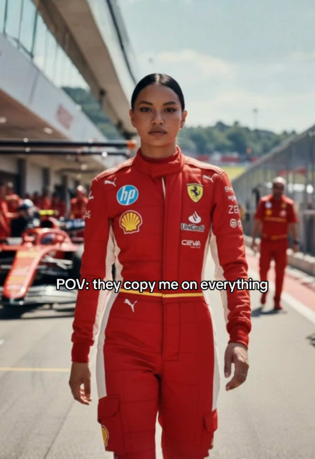 TikTok post by @axltrlo for Ferrari. Caption reads: 🏎️🏁 #wlw #andro #f1 #ferrari #wuhluhwuh Should I....