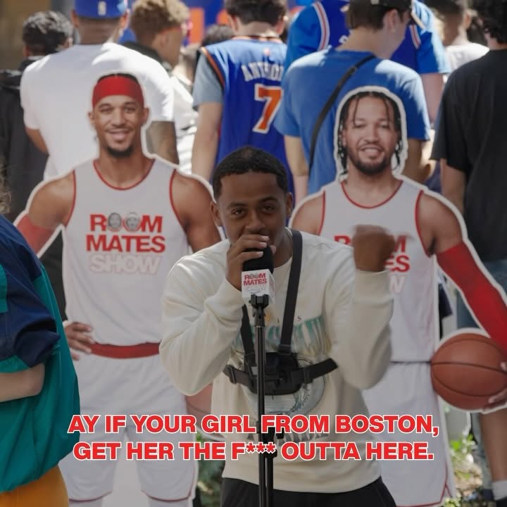 Instagram post by @theroommatesshow for Tommy John. Caption reads: “If the Knicks ever win a championship, please....