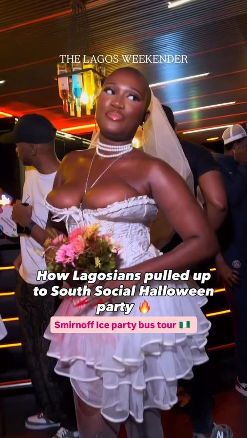 Instagram post by @thelagosweekender for Smirnoff. Caption reads: WEEKENDER LIVE: SMIRNOFF ICE PARTY BUS....