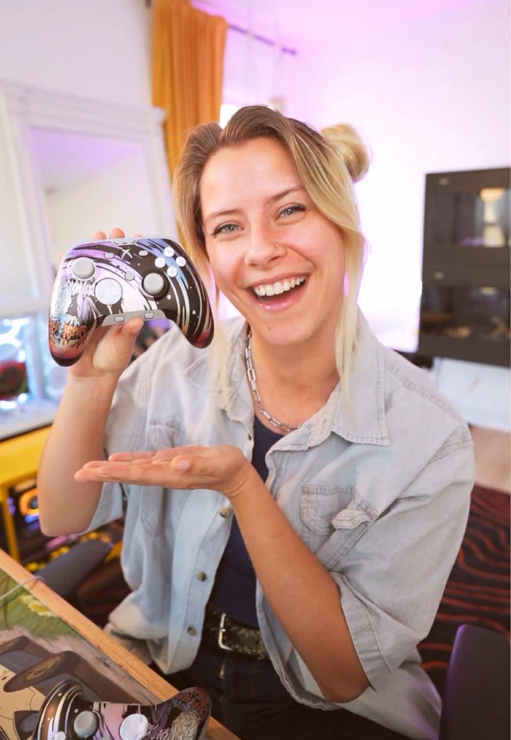 TikTok post by @noisybutters for SCUF. Caption reads: im so stoked for this NEW BUTTERS x @SCUF DESIGN....