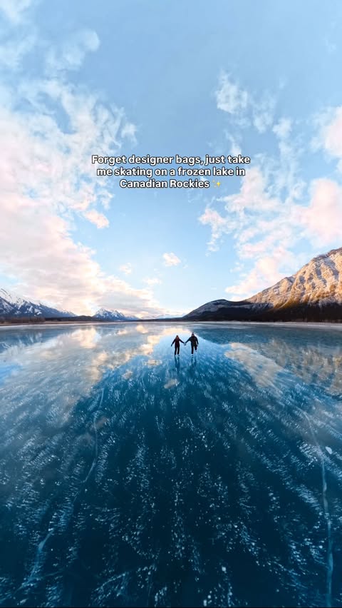 Instagram post by @dreamyadventurers for Travel Alberta. Caption reads: Bonus points if it involves ice bubbles that we....