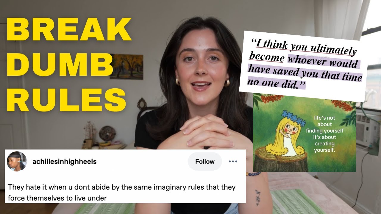 YouTube post by @iamannacorinne for Podia. Caption reads: How Life Changes When You Realize the Rules are....