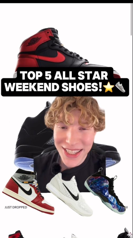 Instagram post by @markylapointe for GOAT. Caption reads: Top 5 All Star Weekend Shoes available on @GOAT !....