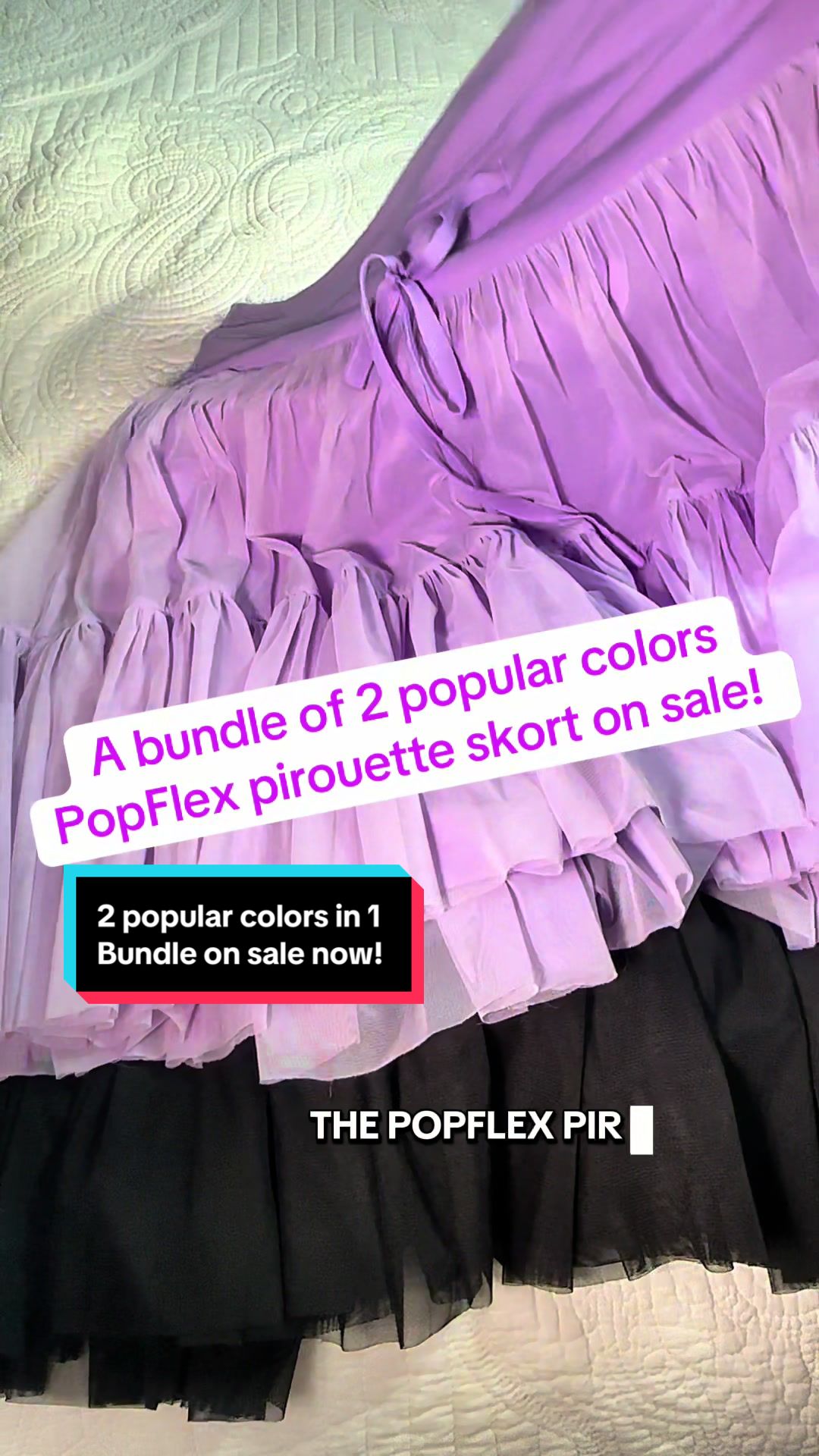 TikTok post by @nancysbrands for POPFLEX Active. Caption reads: [...] of the pirouette skort! #popflexactive....