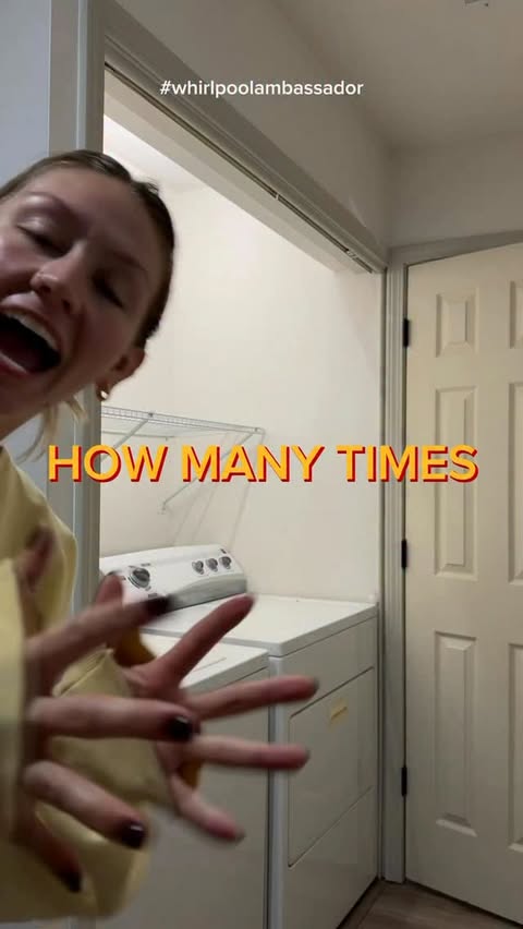 Instagram post by @brie_matthews for Whirlpool. Caption reads: Not me rewashing the same load 3 days in a....