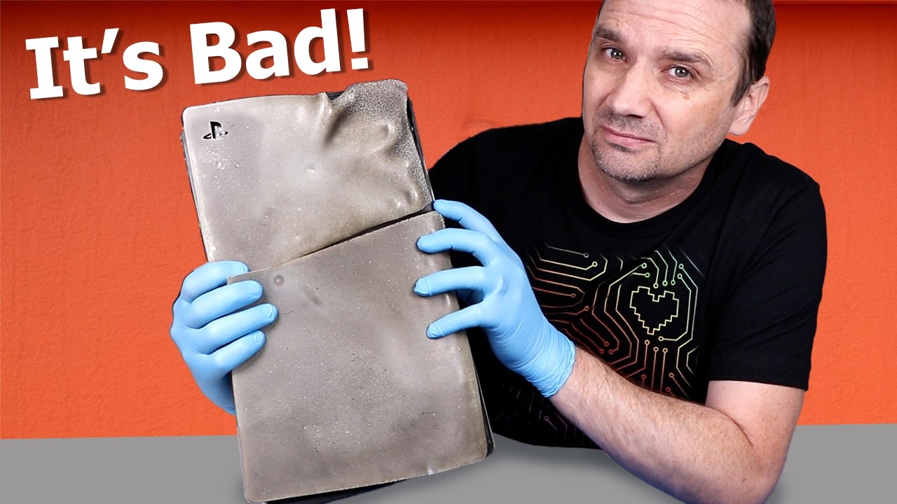 YouTube post by @Tronicsfix for Back Market. Caption reads: This PS5 BARELY Survived a House Fire — Can I Fix....