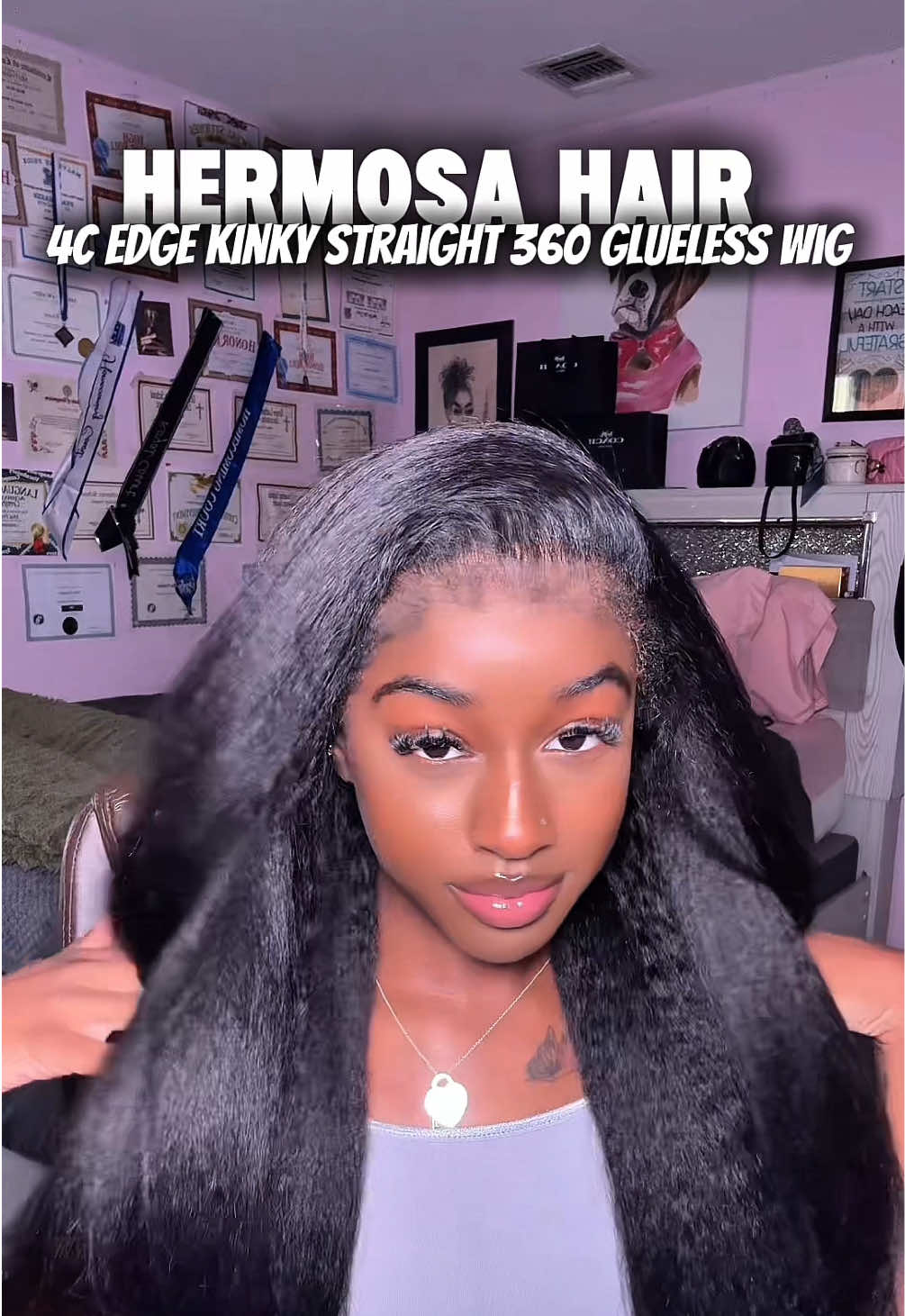 TikTok post by an influencer for Hermosa Hair. Caption reads: [...] wigs all summer ! 😍😍 @hermosahairstore - -....