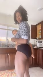 Instagram post by @quiana_welch for Thinx. Caption reads: The category is:  Exhausted Mom with 5 billion....