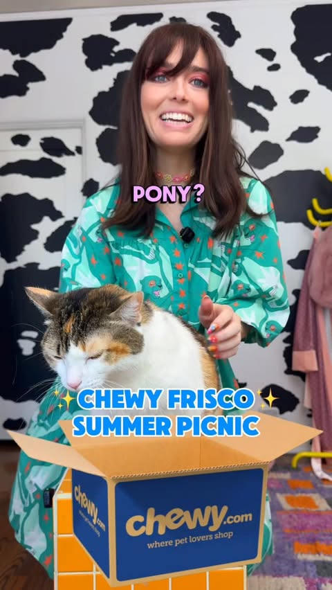 Instagram post by @champagneunicorns for Chewy. Caption reads: Pony’s all dressed up and ready for a @chewy....