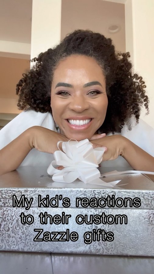 Instagram post by @chanteamcintyre for Zazzle. Caption reads: ✨ Nothing beats the joy of personalized gifts! 🎁....