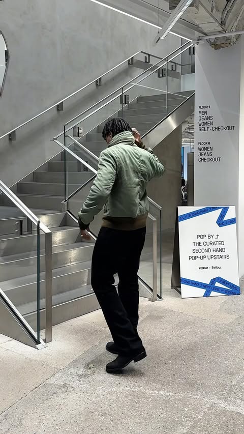 Instagram post by @gaiusokami for Sellpy. Caption reads: [...] | found my fit at @weekdayofficial x @sellpy....