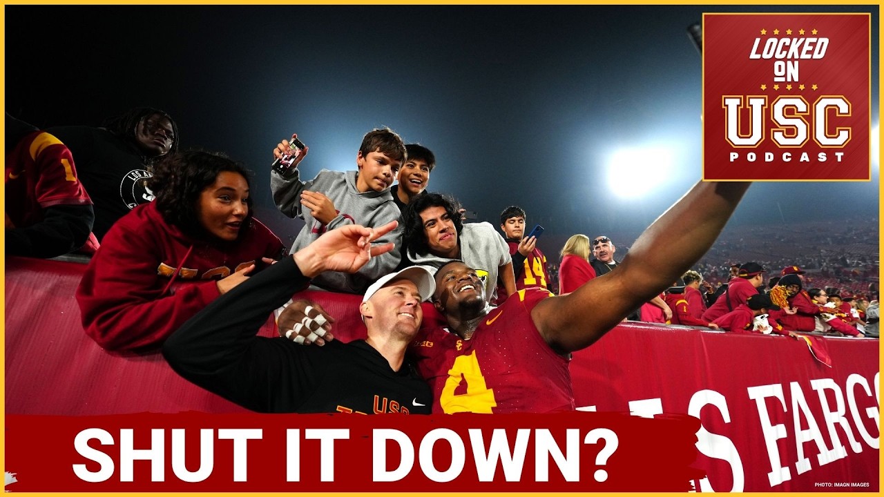 YouTube post by @LockedOnUSC for FanDuel. Caption reads: THIS IS GETTING SERIOUS: Jahkeem Stewart Will Miss....