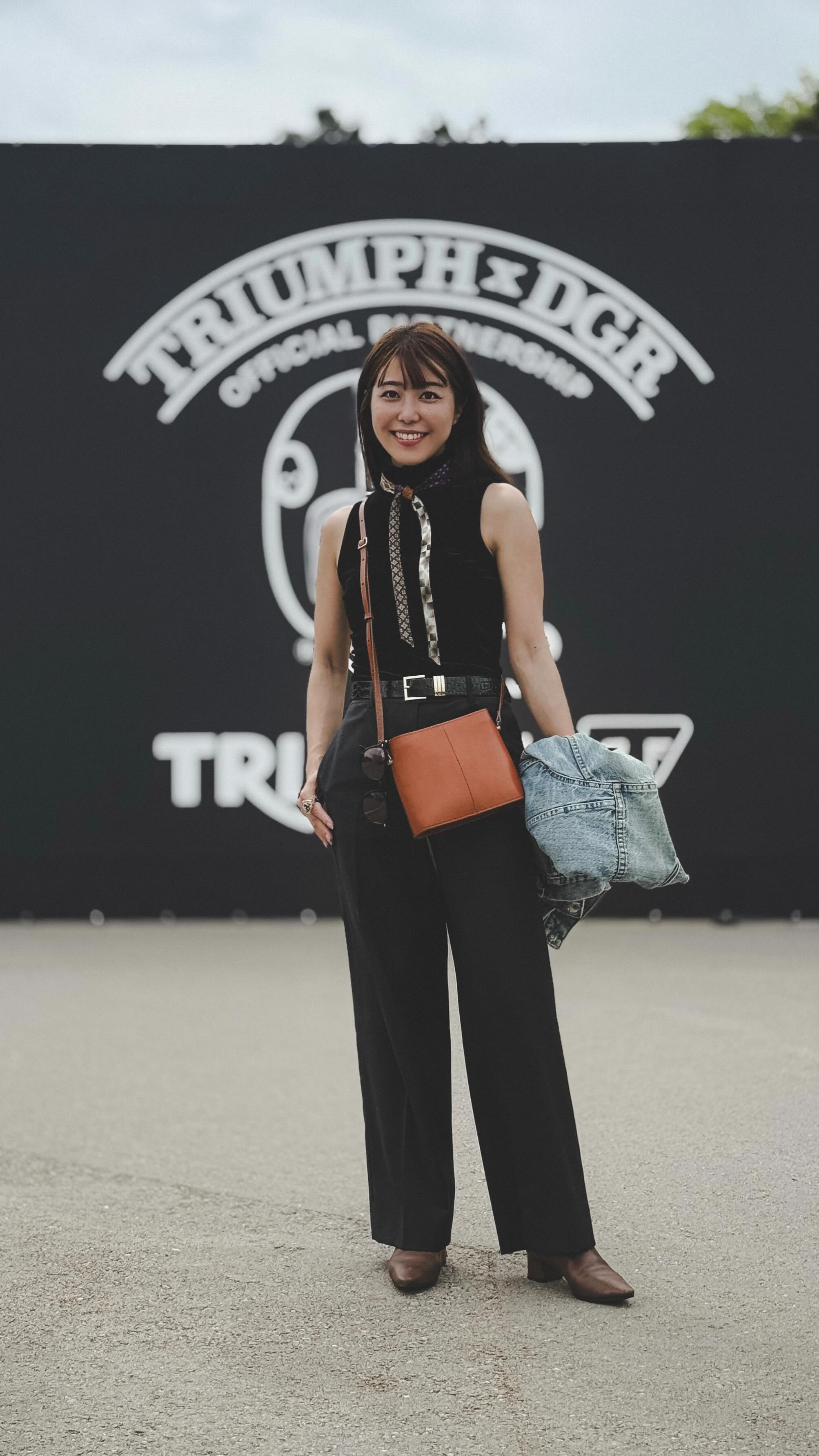 Instagram post by @naaami_bike for Triumph Motorcycles. Caption reads: 『 DGR 2025 TOKYO EAST....