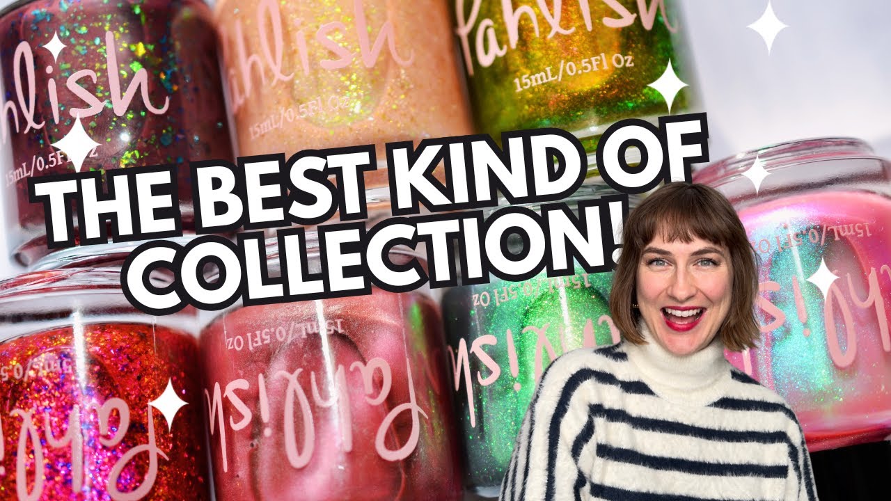 YouTube post by @CaitlinSwatches for Cracked Polish. Caption reads: Retro Aesthetic Revival Pahlish nail polish....