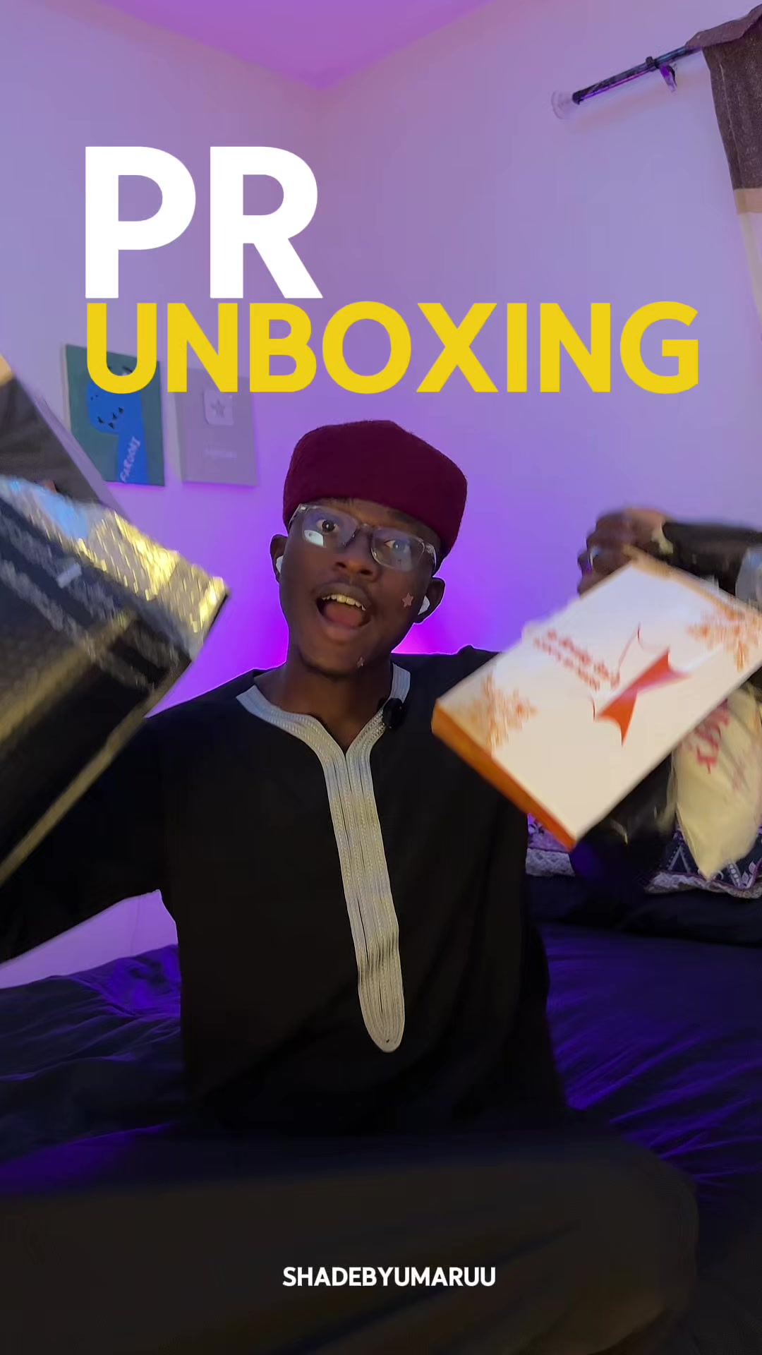 TikTok post by @shadeby.umaruu for Afnan Perfumes. Caption reads: PR UNBXOING! perfumes : @Afnan Perfumes @LATTAFA....