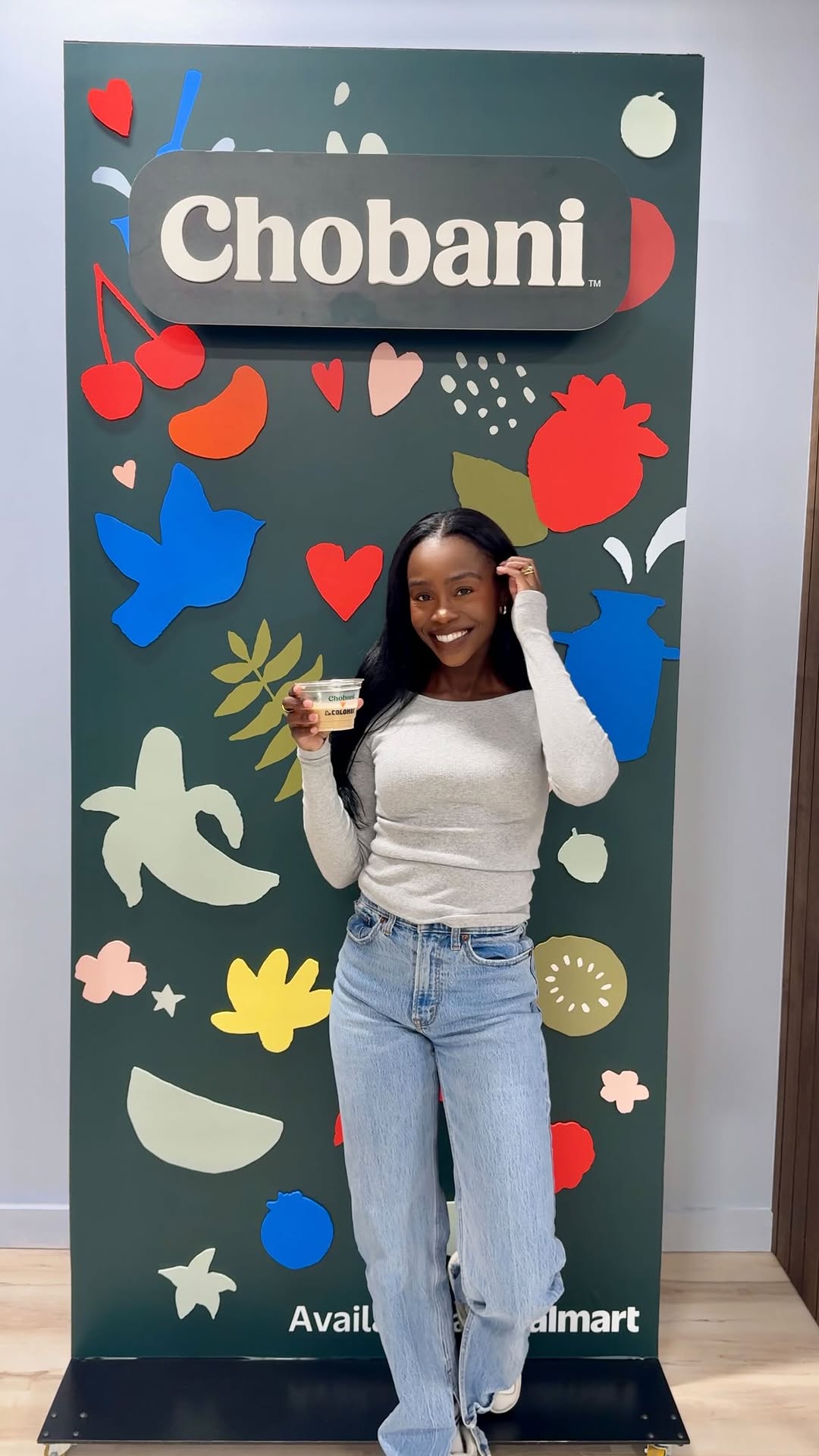 Instagram post by @avriellemuse for Chobani. Caption reads: #ad I loved experiencing the Chobani® Pop-Up....