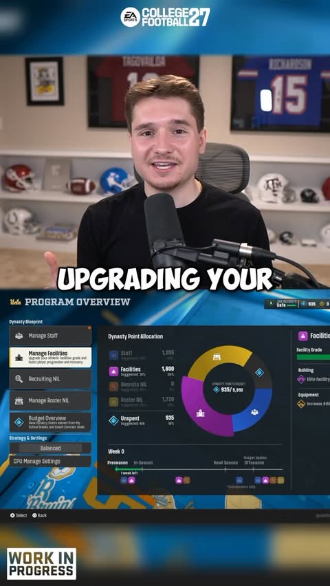 Instagram post by @jamesbordeaux_ for EA SPORTS College Football. Caption reads: #ad so many new dynasty features are coming to CFB....